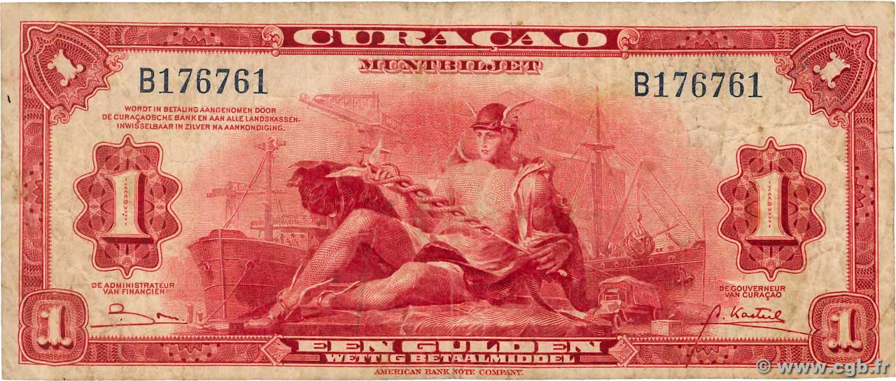 1 Gulden Numéro spécial CURACAO  1947 P.35b pr.TB