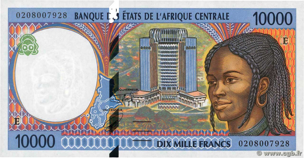 10000 Francs CENTRAL AFRICAN STATES  2002 P.205Eg UNC