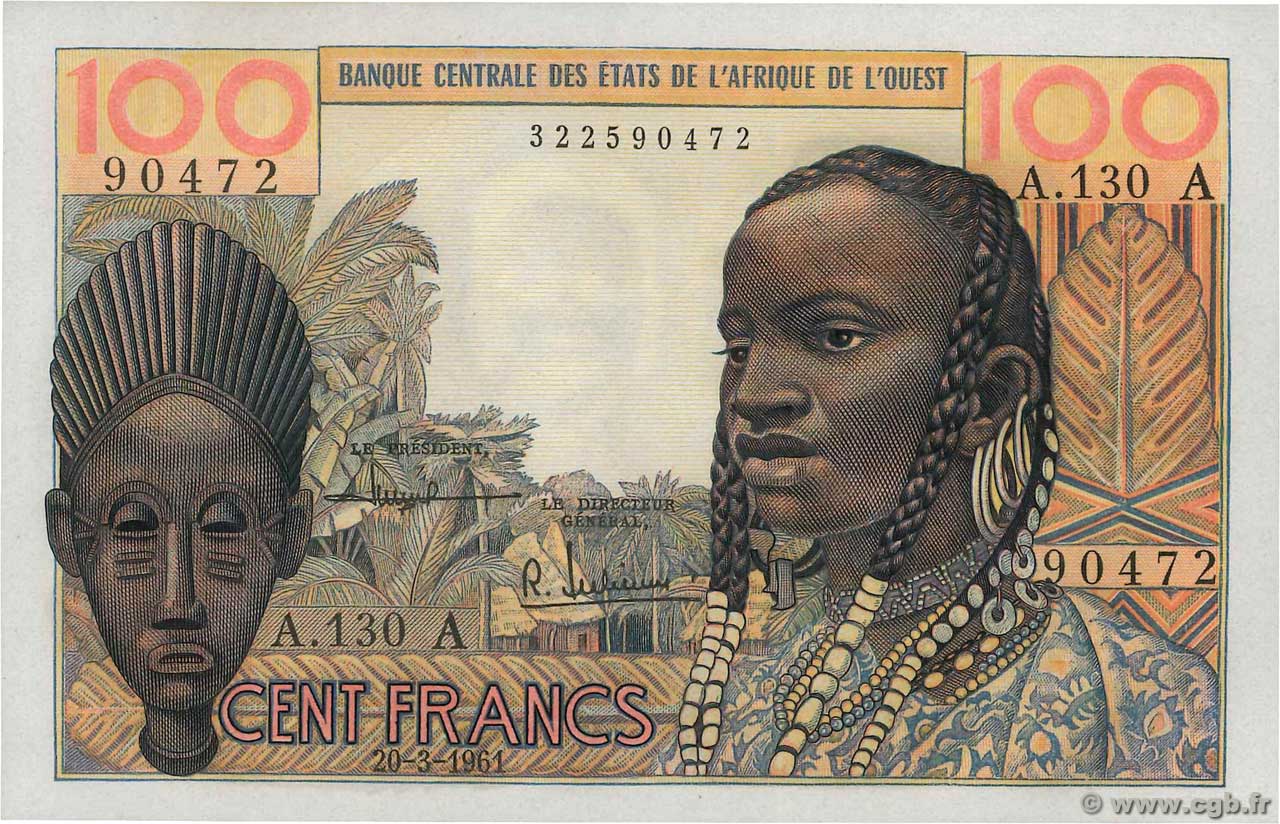 100 Francs ESTADOS DEL OESTE AFRICANO  1961 P.101Ab SC