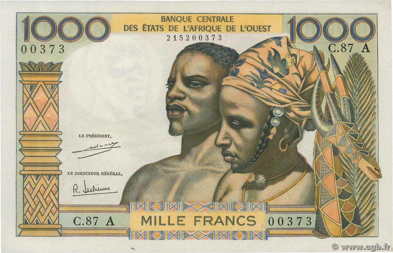 1000 Francs ÉTATS DE L AFRIQUE DE L OUEST  1971 P.103Ah pr.NEUF