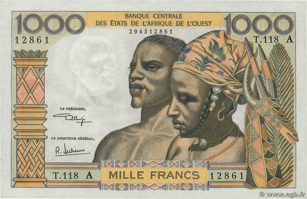 1000 Francs ÉTATS DE L AFRIQUE DE L OUEST  1973 P.103Aj SPL+