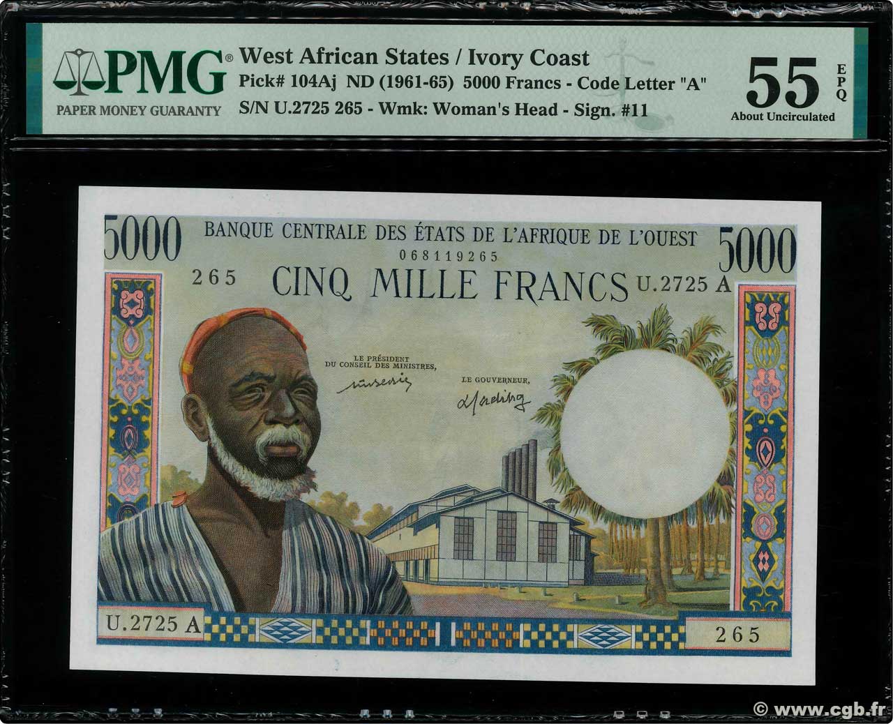 5000 Francs STATI AMERICANI AFRICANI  1976 P.104Aj AU