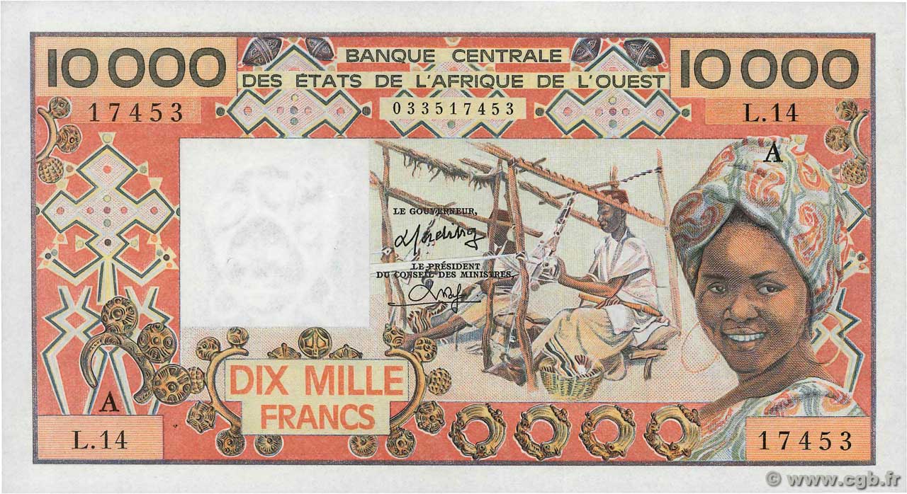 10000 Francs ÉTATS DE L AFRIQUE DE L OUEST  1980 P.109Ac SPL+