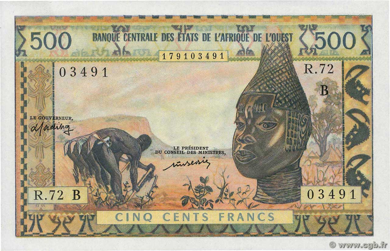 500 Francs ÉTATS DE L AFRIQUE DE L OUEST  1977 P.202Bl pr.NEUF