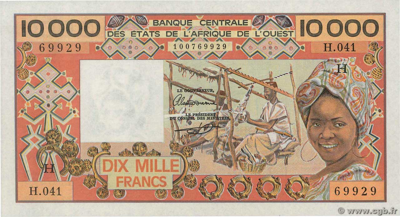 10000 Francs ÉTATS DE L AFRIQUE DE L OUEST  1989 P.609Hi pr.NEUF