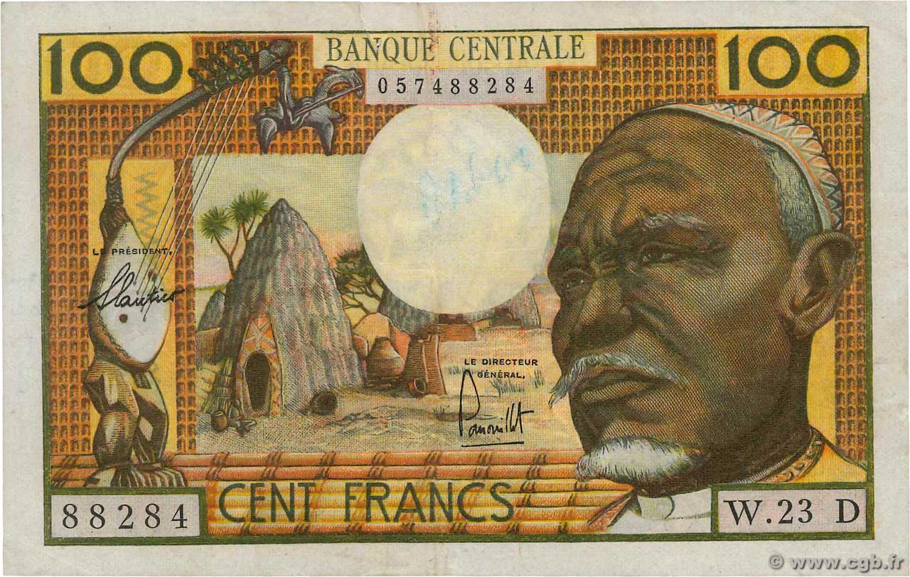 100 Francs ÉTATS DE L AFRIQUE ÉQUATORIALE  1962 P.03d pr.TTB