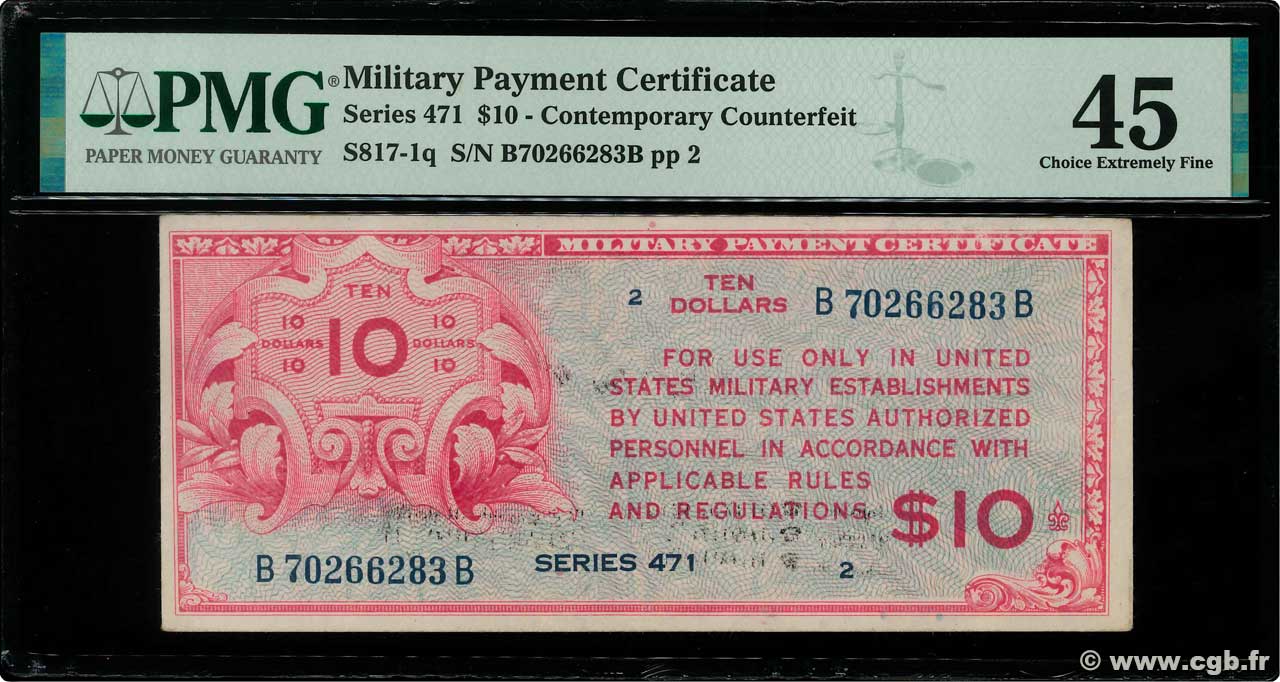 10 Dollars Faux UNITED STATES OF AMERICA  1947 P.M014a XF
