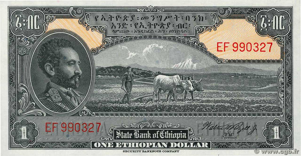 1 Dollar ETIOPIA  1945 P.12c FDC