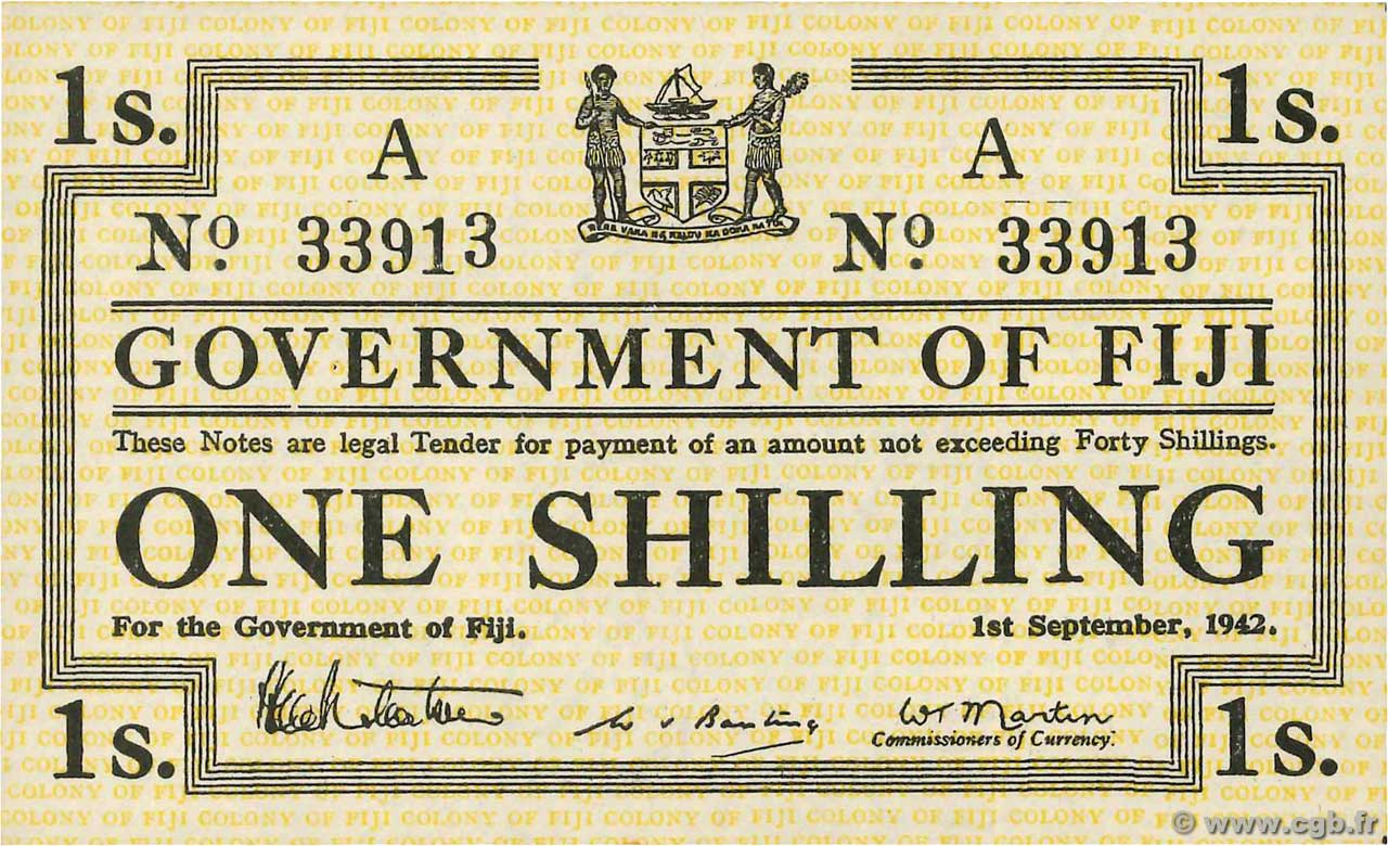 1 Shilling FIJI  1942 P.049a UNC