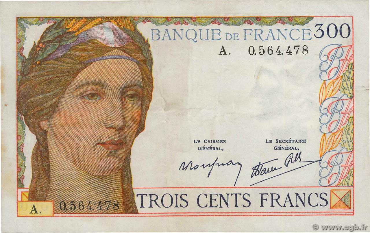 300 Francs FRANKREICH  1938 F.29.01A SS
