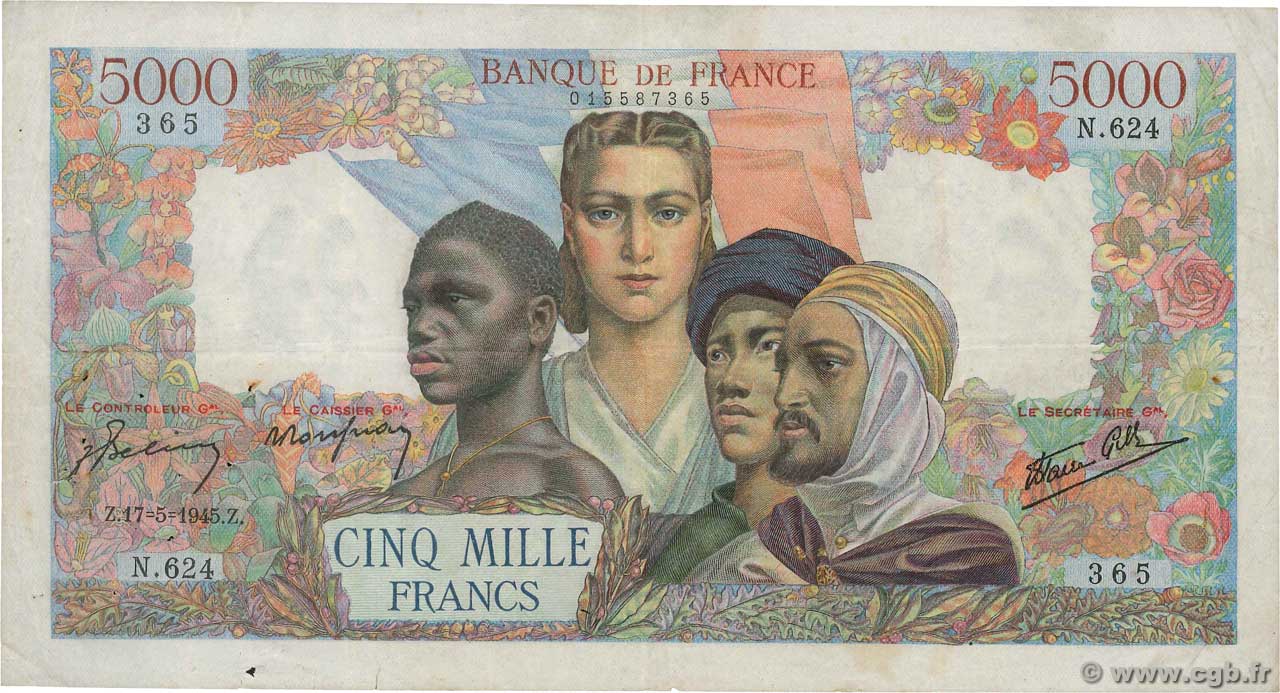 5000 Francs EMPIRE FRANÇAIS FRANCIA  1945 F.47.26 BB