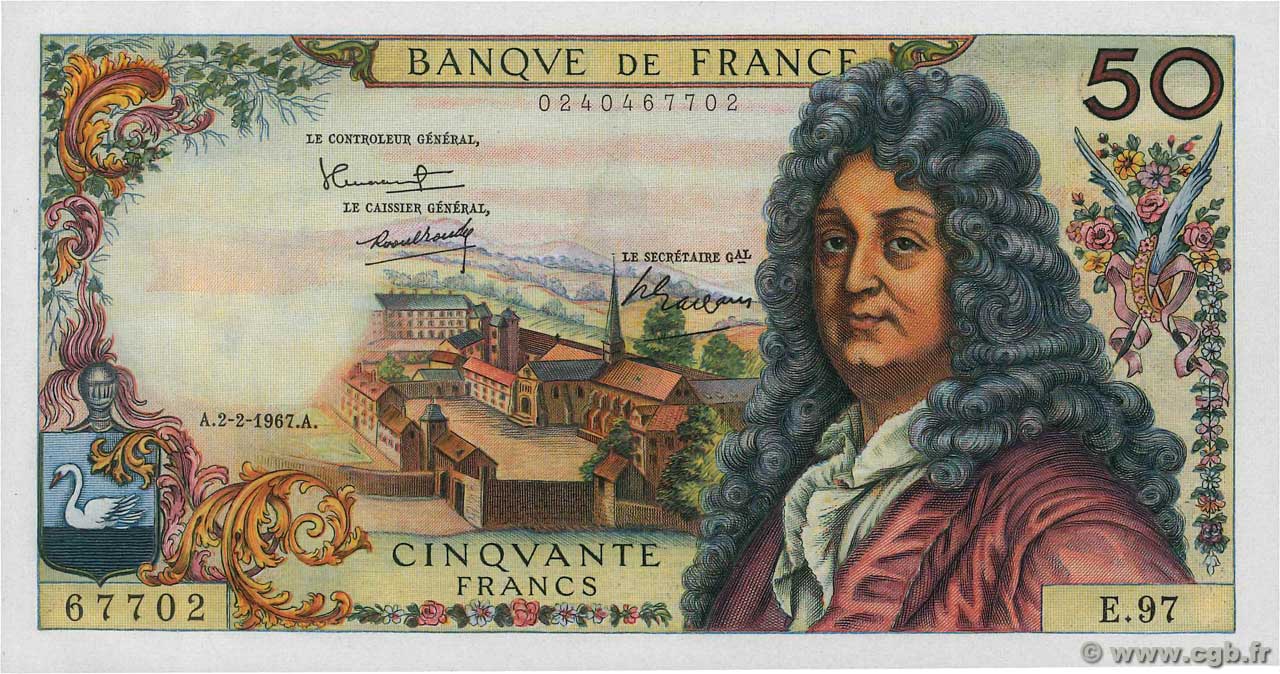 50 Francs RACINE FRANCE  1967 F.64.09 UNC-