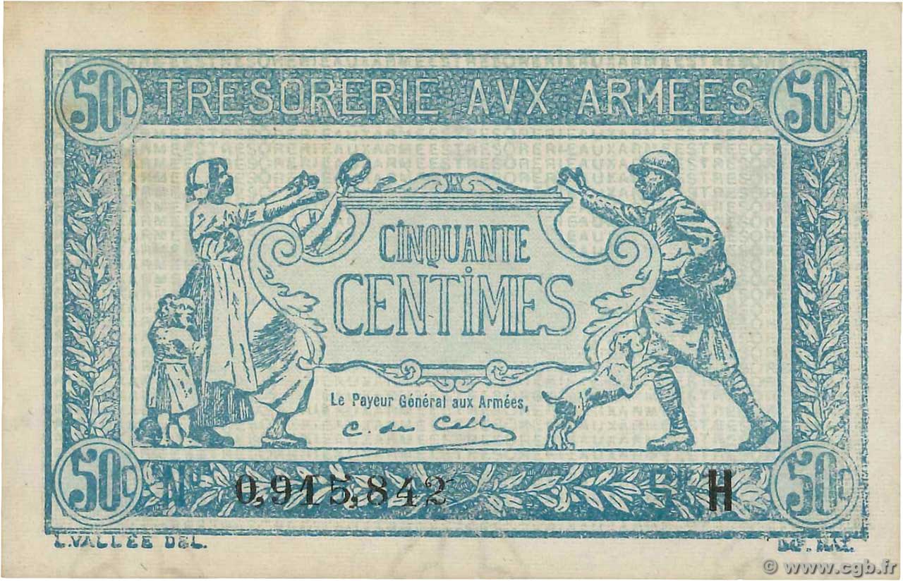50 Centimes TRÉSORERIE AUX ARMÉES 1917 FRANCE  1917 VF.01.08 SUP