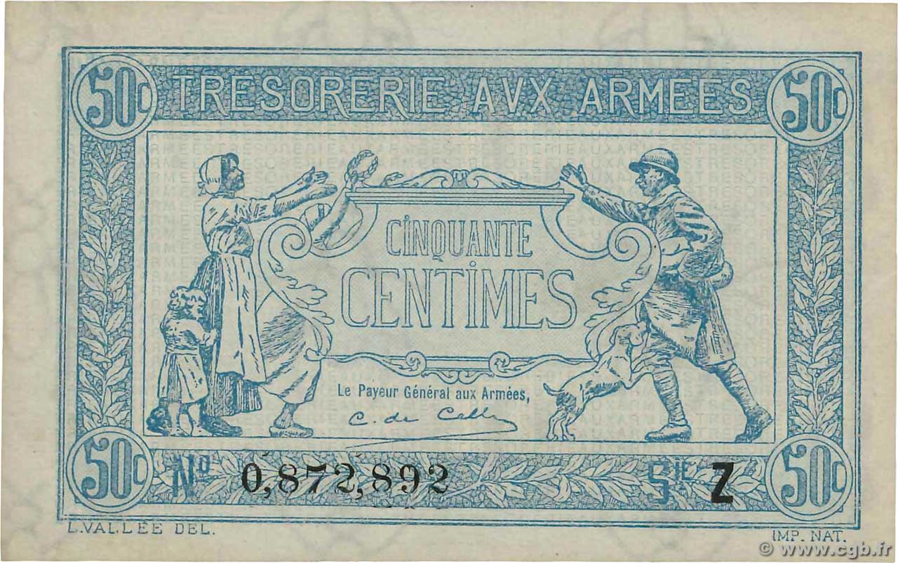 50 Centimes TRÉSORERIE AUX ARMÉES 1919 FRANCE  1919 VF.02.09 AU