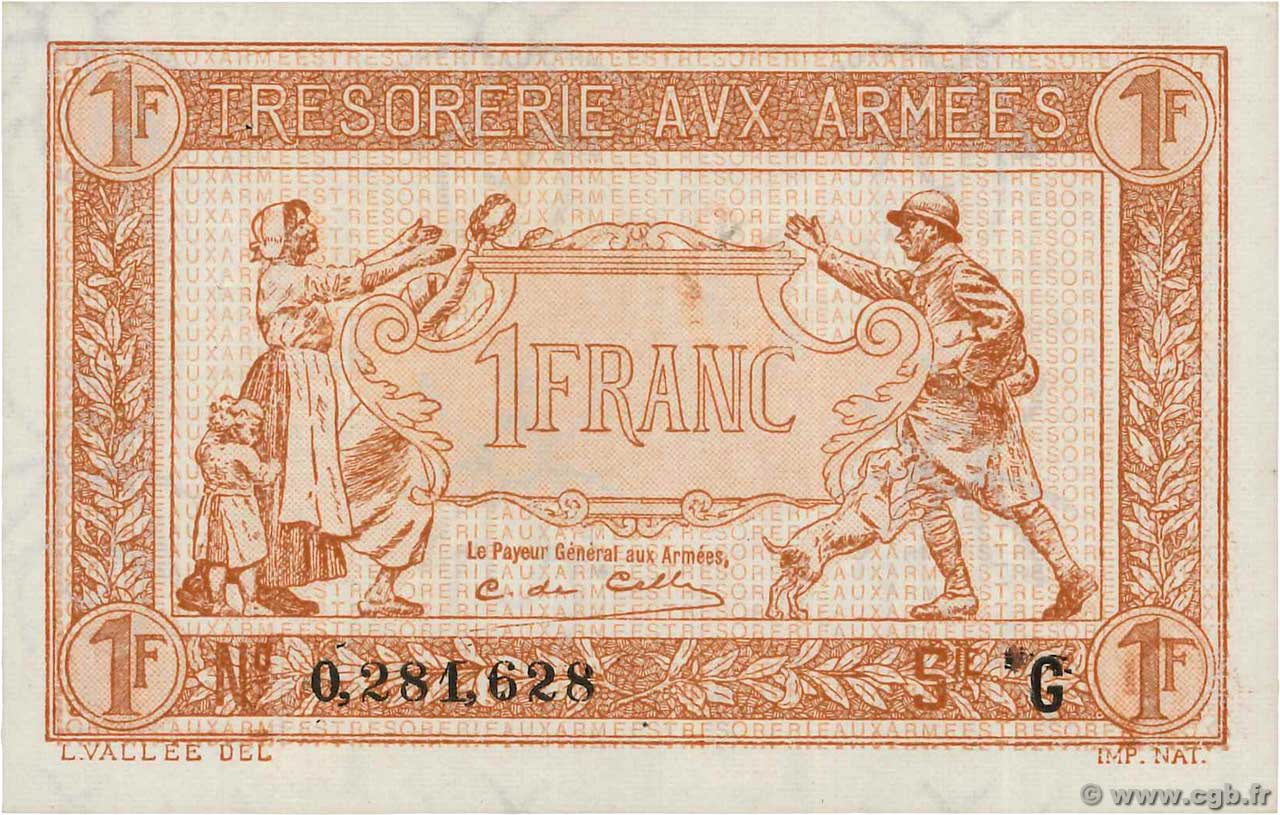 1 Franc TRÉSORERIE AUX ARMÉES 1917 FRANCIA  1917 VF.03.07 SPL+