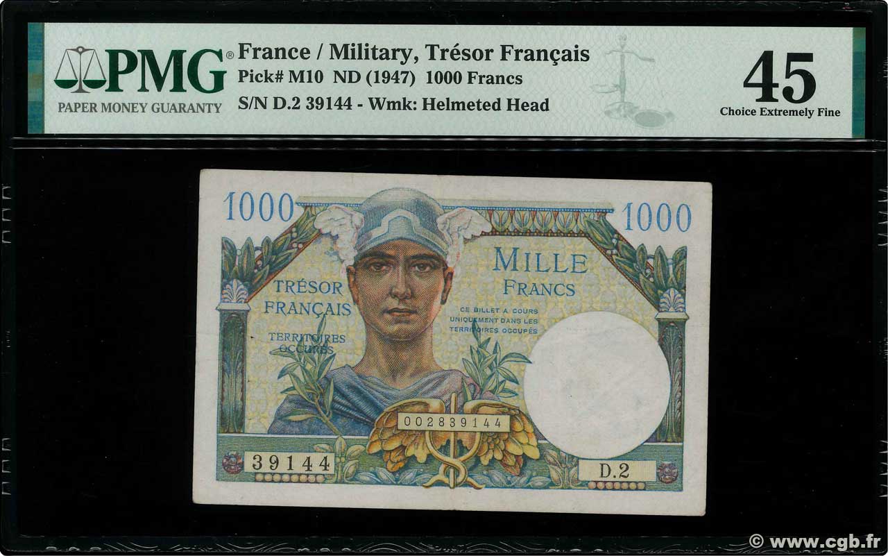 1000 Francs TRÉSOR FRANÇAIS FRANCIA  1947 VF.33.02 EBC