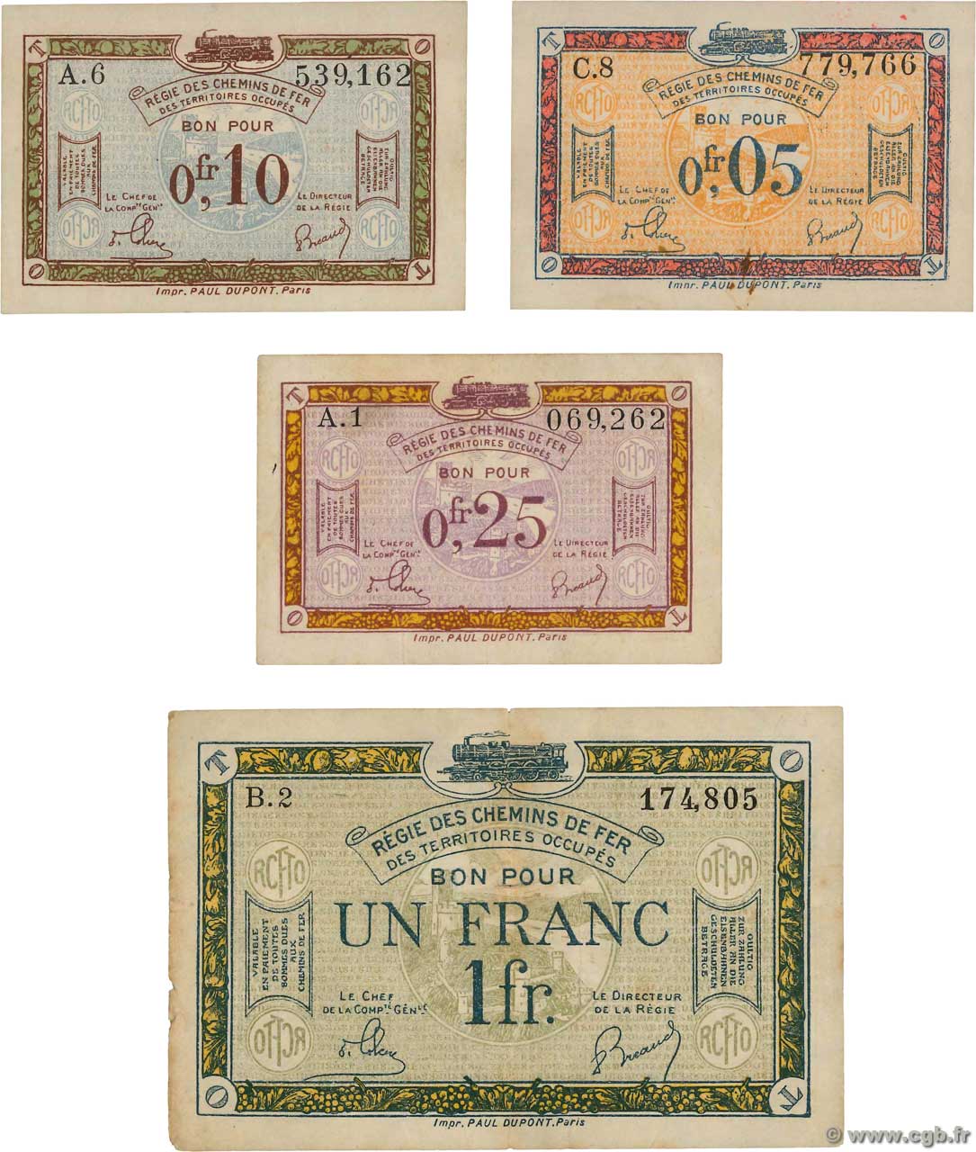 0,05, 0,10, 0,25 centimes et 1 Francs Lot FRANCE régionalisme et divers  1923 JP.135.02 à JP.135.04 TTB