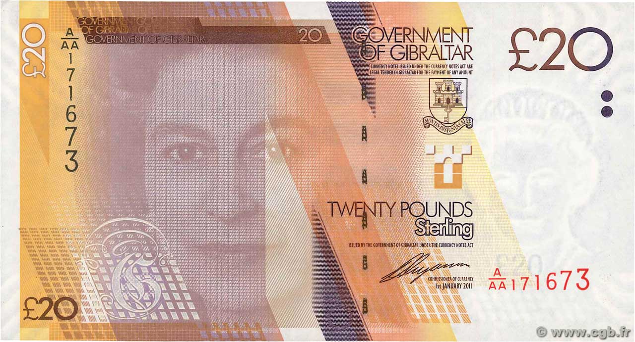20 Pounds Sterling GIBILTERRA  2011 P.37 q.FDC