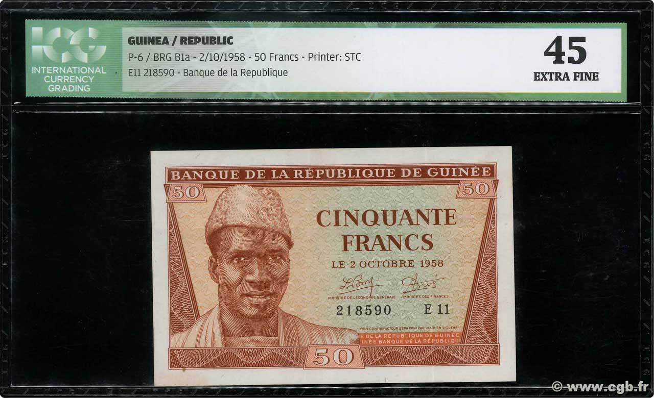 50 Francs GUINEA  1958 P.06 VZ