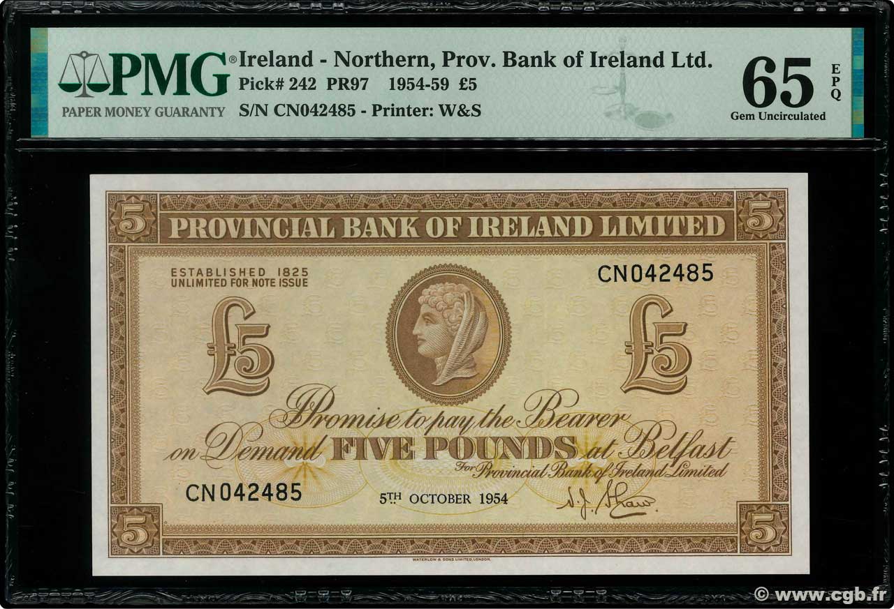 5 Pounds NORTHERN IRELAND  1954 P.242 FDC