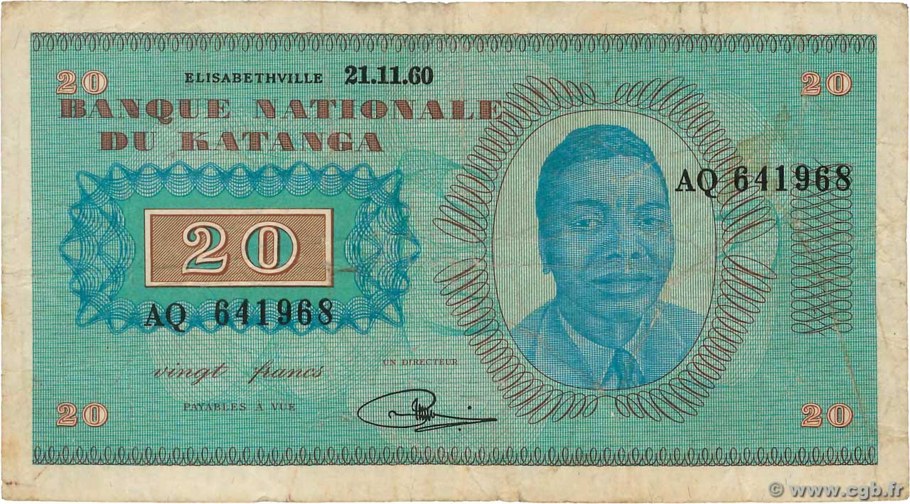 20 Francs KATANGA  1960 P.06a fS