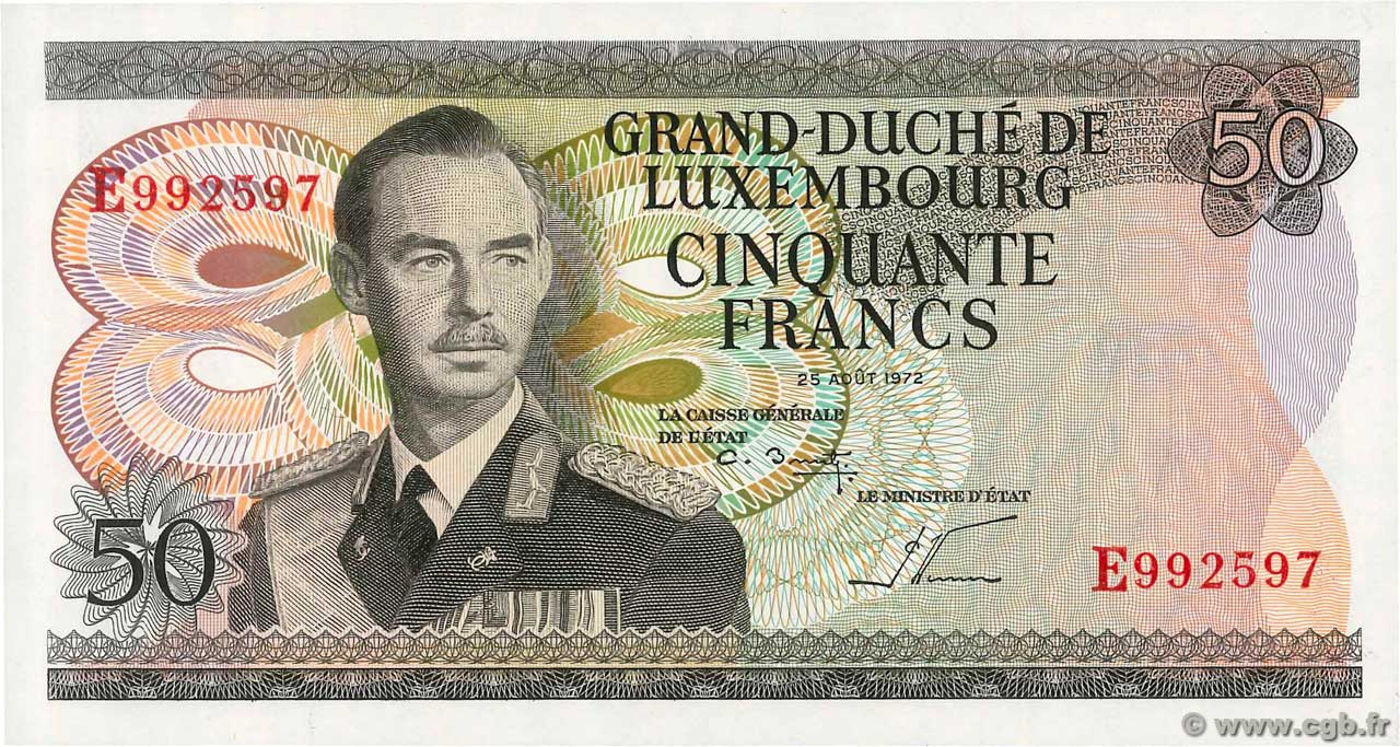 50 Francs LUXEMBURGO  1972 P.55b FDC