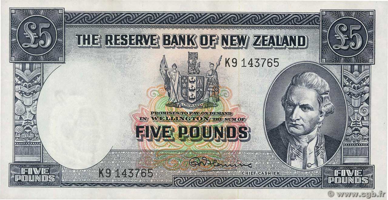 5 Pounds NUEVA ZELANDA
  1967 P.160d MBC+