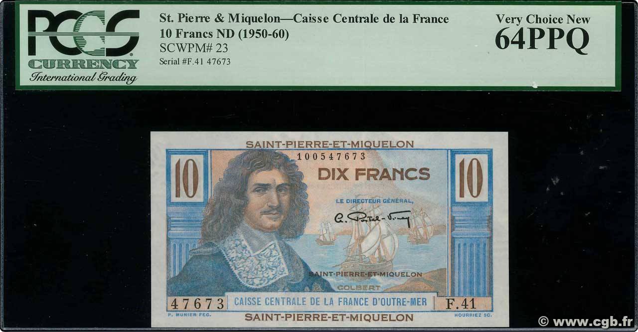 10 Francs Colbert SAINT PIERRE ET MIQUELON  1946 P.23 pr.NEUF