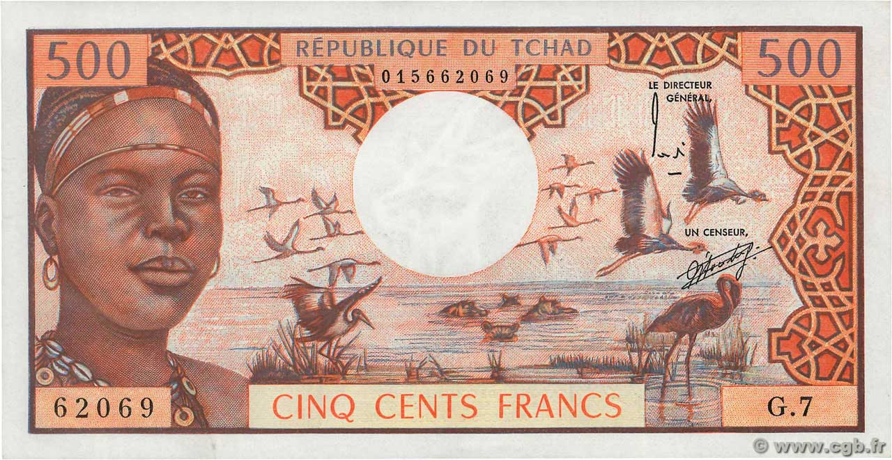 500 Francs TSCHAD  1974 P.02a fST+