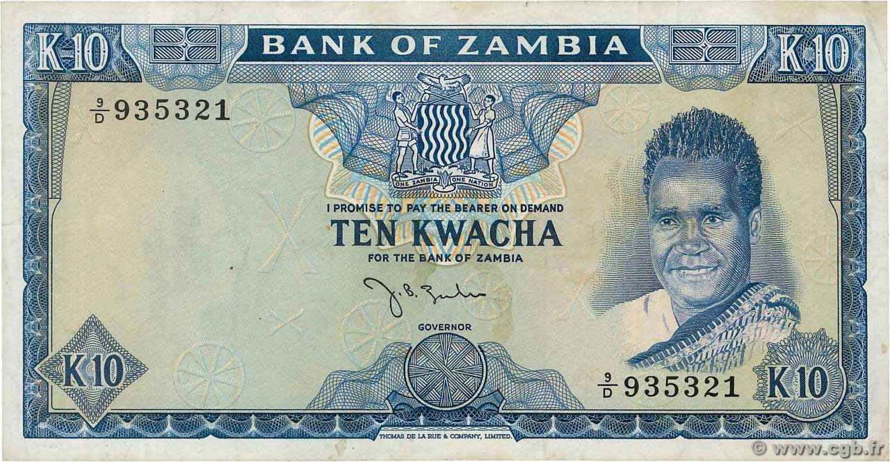 10 Kwacha ZAMBIE  1969 P.12a TTB