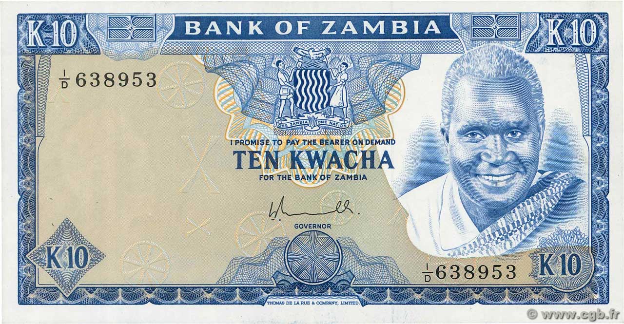 10 Kwacha ZAMBIA  1976 P.22a AU