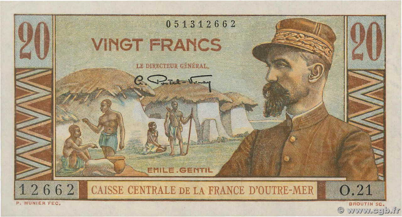 20 Francs Émile Gentil AFRIQUE ÉQUATORIALE FRANÇAISE  1946 P.22 pr.NEUF