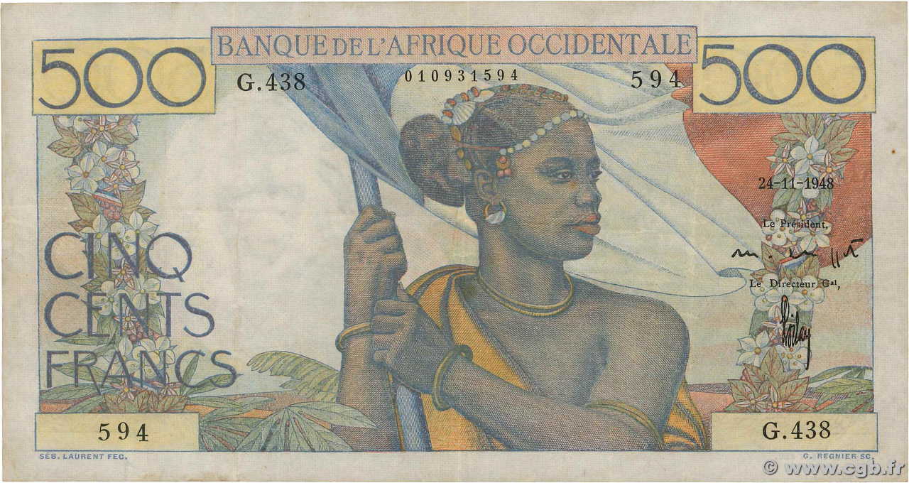 500 Francs AFRIQUE OCCIDENTALE FRANÇAISE (1895-1958)  1948 P.41 pr.TTB