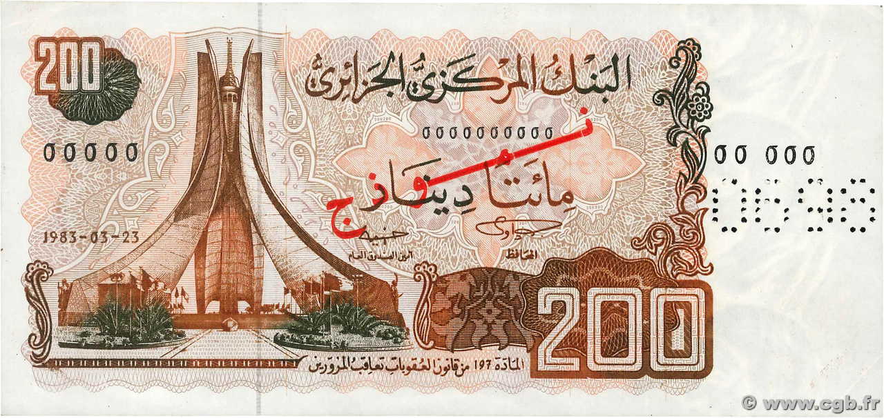 200 Dinars Spécimen ALGÉRIE  1983 P.135s SUP+