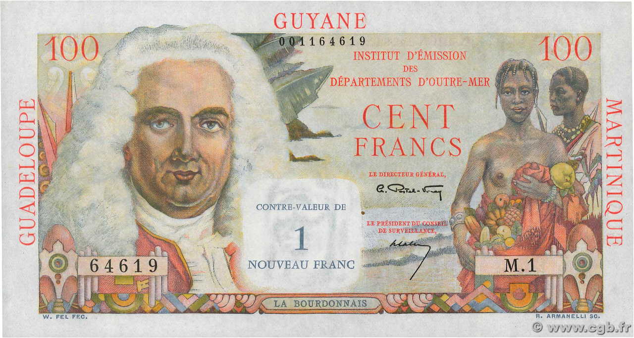 1 NF sur 100 Francs La Bourdonnais ANTILLES FRANÇAISES  1960 P.01a pr.NEUF