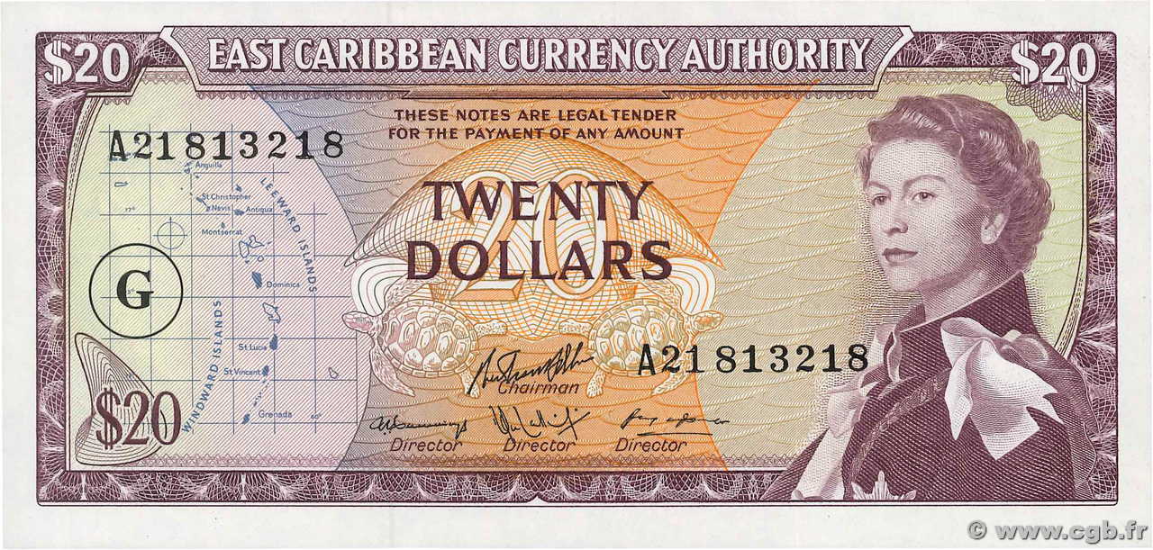 20 Dollars CARAÏBES  1965 P.15j SPL