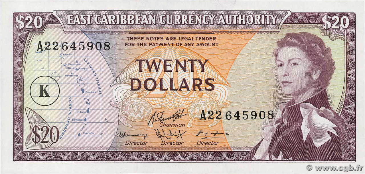20 Dollars CARAÏBES  1965 P.15k pr.NEUF