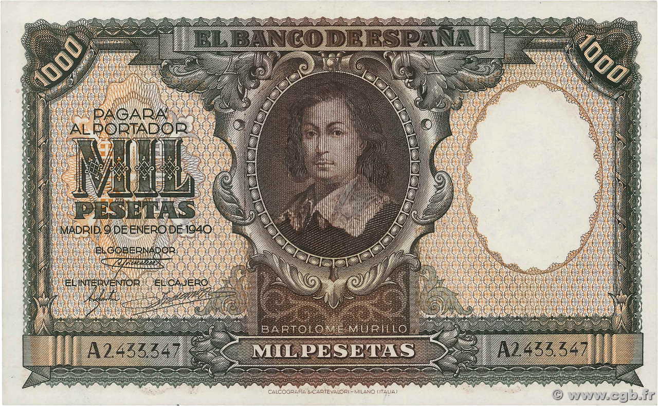 1000 Pesetas ESPAÑA  1940 P.120a EBC+