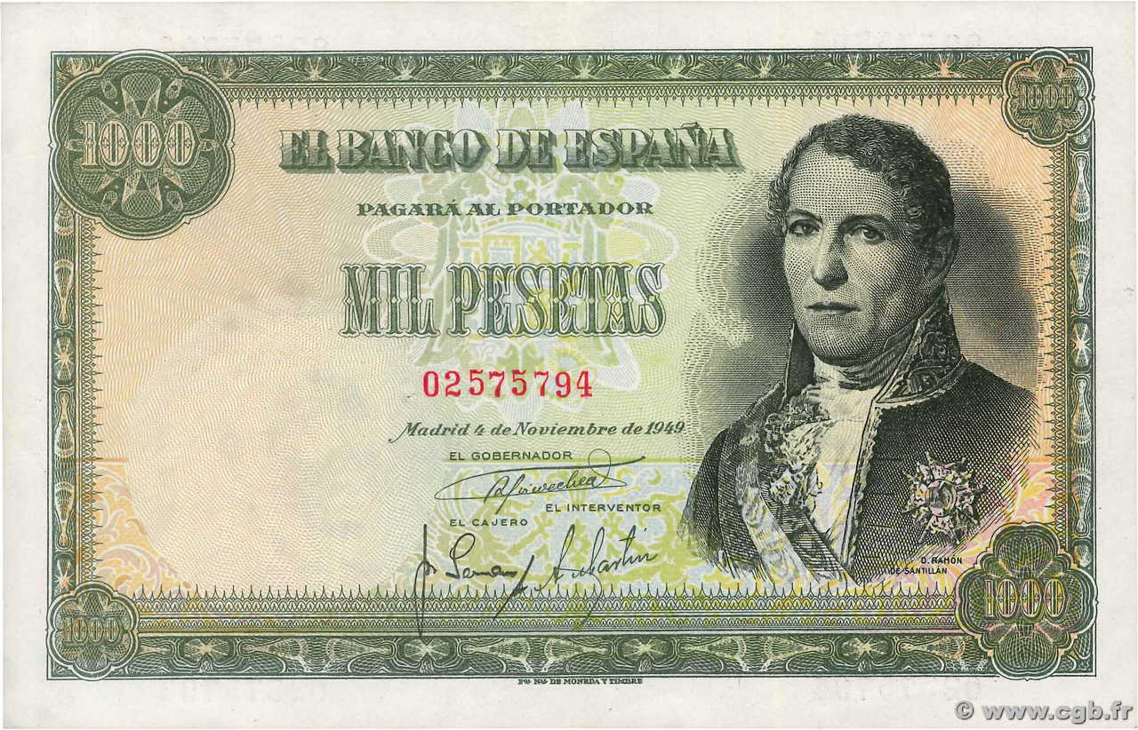 1000 Pesetas ESPAÑA  1949 P.138 MBC