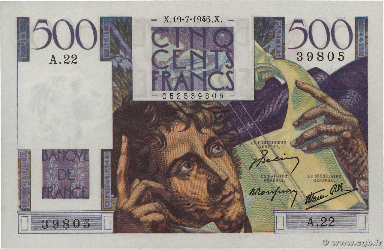 500 Francs CHATEAUBRIAND FRANCE  1945 F.34.01 pr.NEUF