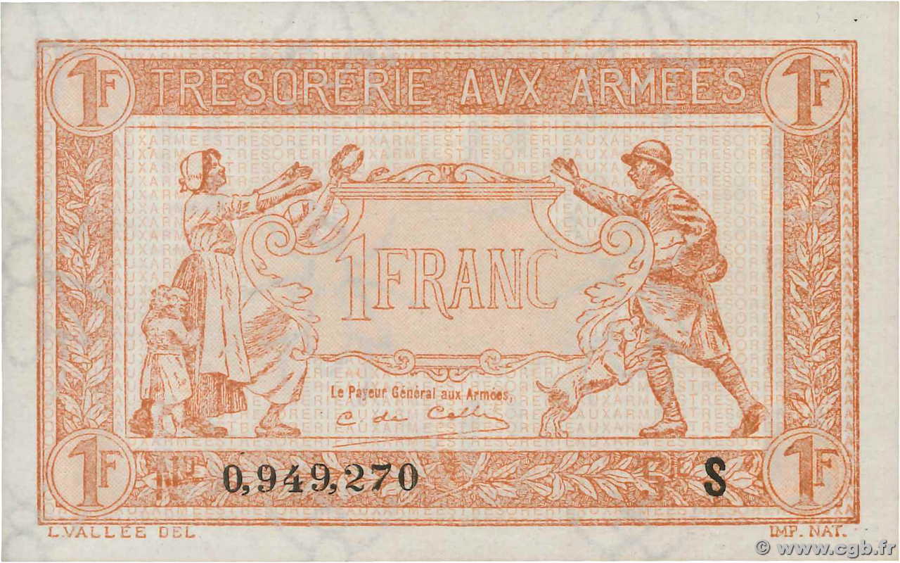 1 Franc TRÉSORERIE AUX ARMÉES 1919 FRANCIA  1919 VF.04.06 SC