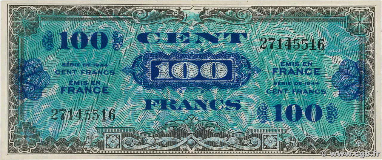 100 Francs DRAPEAU FRANCE  1944 VF.20.01 pr.NEUF