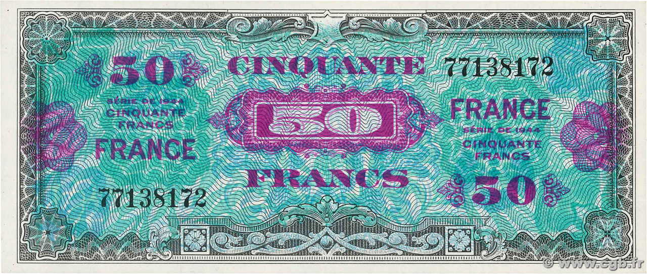 50 Francs FRANCE FRANCIA  1945 VF.24.01 q.FDC