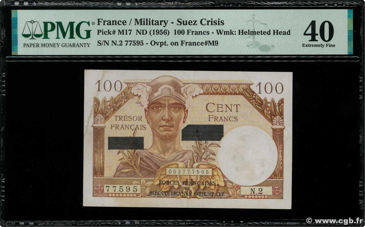 100 Francs SUEZ FRANKREICH  1956 VF.42.02 fVZ