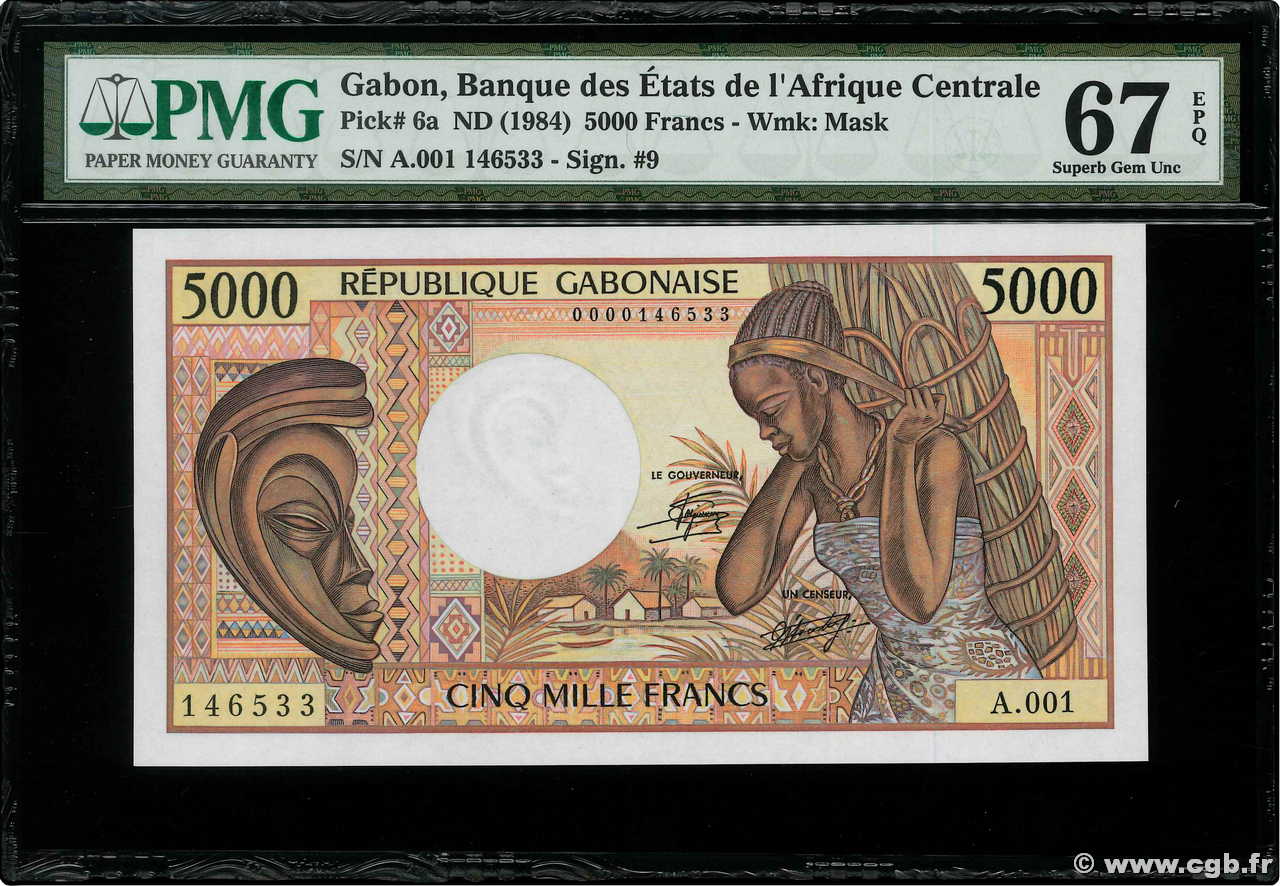 5000 Francs GABóN  1984 P.06a FDC