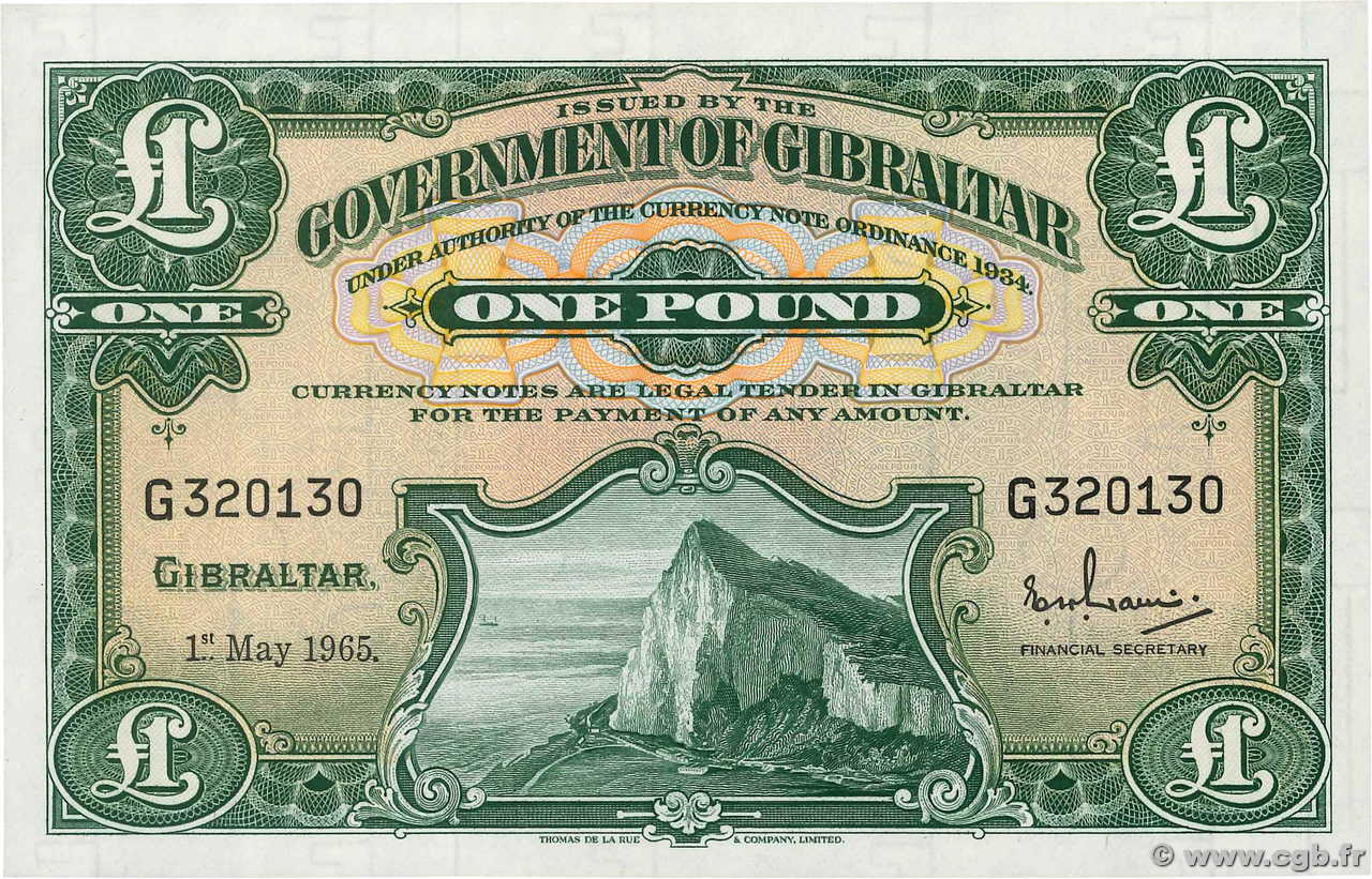 1 Pound GIBRALTAR  1965 P.18a SC+