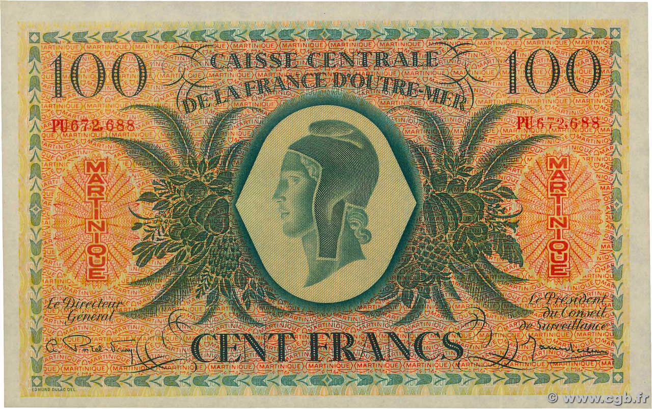 100 Francs MARTINIQUE  1946 P.25a XF