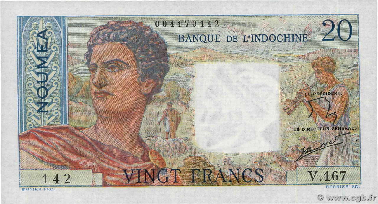 20 Francs NEW CALEDONIA  1963 P.50c UNC