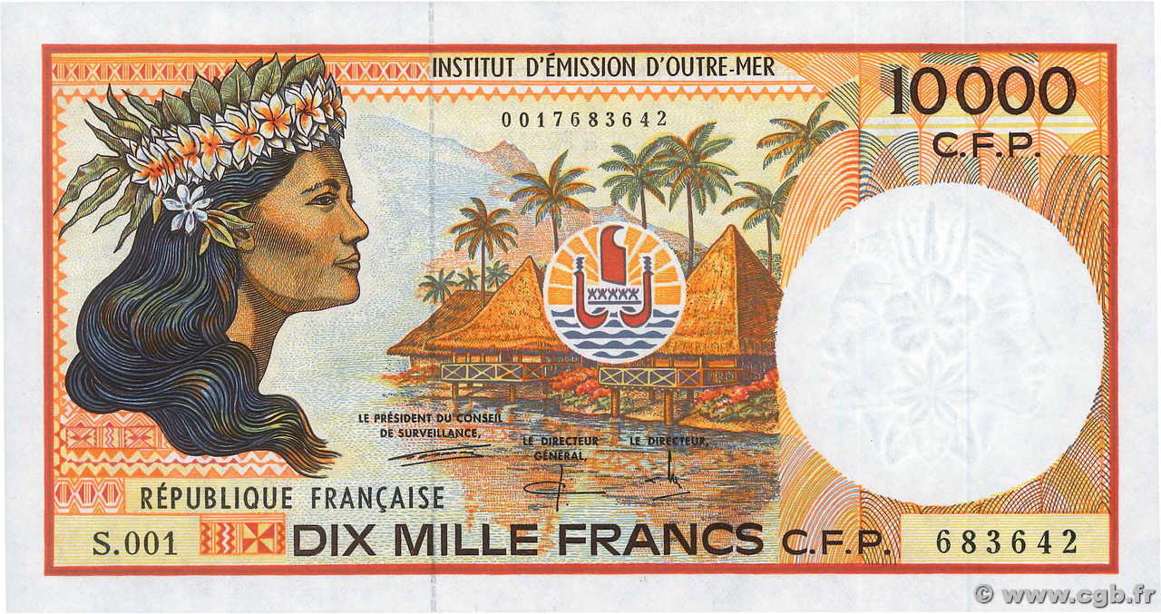 10000 Francs FRENCH PACIFIC TERRITORIES  1995 P.04b XF+