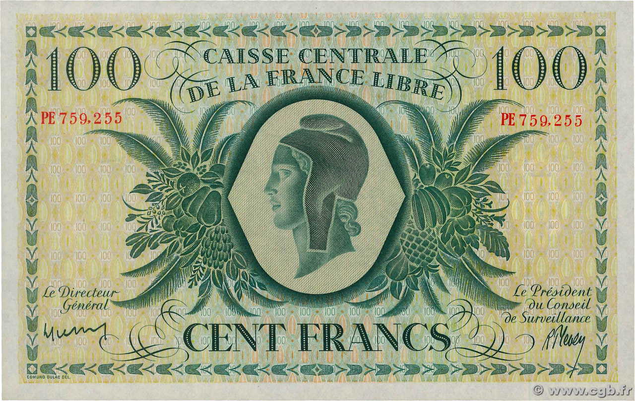 100 Francs ÎLE DE LA RÉUNION  1945 P.37c NEUF